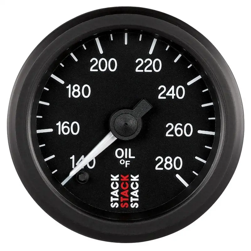 Autometer Stack-Series 52Mm Oil Temperature Gauge – 140–280°F Range, 1/8” Nptf Male Thread, Pro Stepper Motor, Black Housing 1