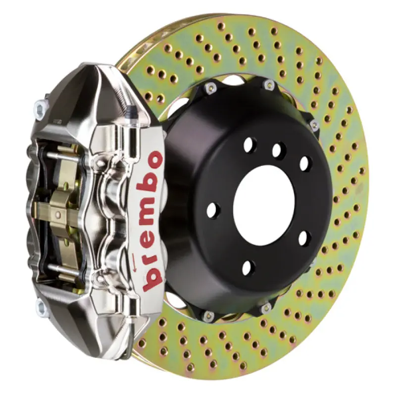Brembo Gtr Big Brake Kit For 2012–2014 Bmw 328I M Sport (Rear, Excluding Xdrive) – 4-Piston Billet Calipers, 345×28Mm Drilled Two-Piece Rotors (Nickel Finish) 1
