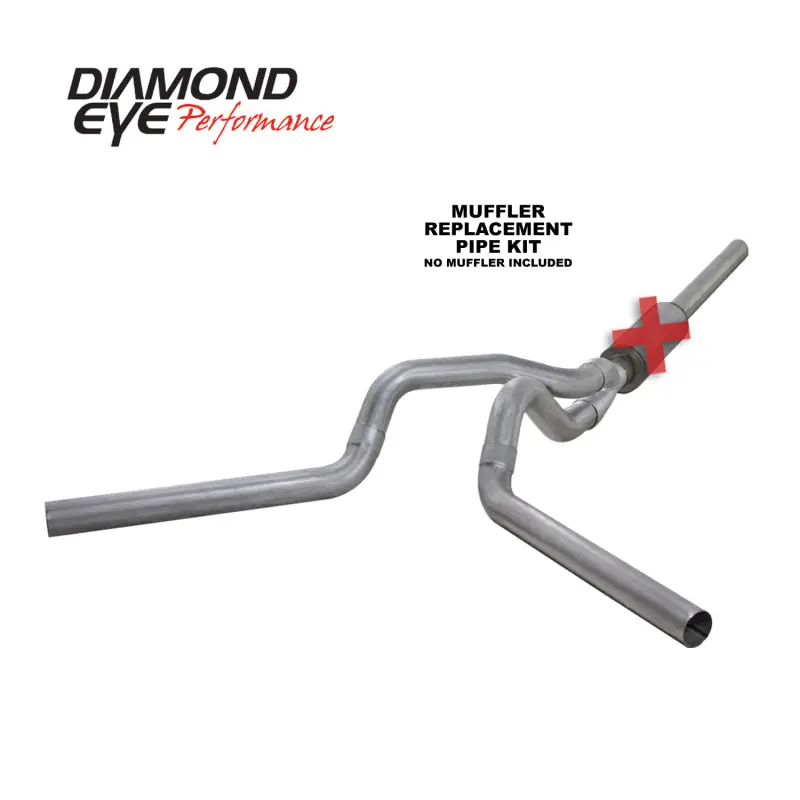 Diamond Eye Kit 4In Cb Mflr Rplcment Pipe Dual Al: 2004.5-2007.5 Dodge Cummins 600 1