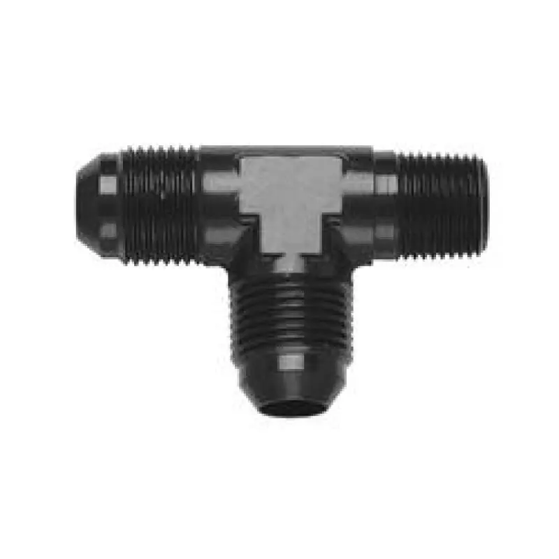 Fragola -6An Black Anodized Tee Fitting – 1/4-Inch Npt Thread, In-Line Configuration 1