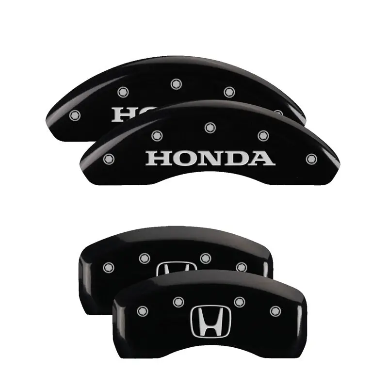 Mgp Engraved 4-Piston Caliper Covers For Honda – Front (H-Logo Engraved), Rear (Black/Silver Finish) 1