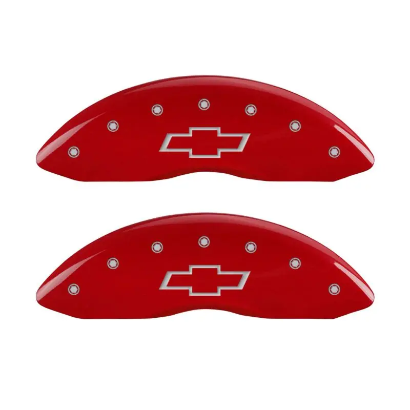 Mgp Engraved Bowtie Caliper Covers – Red Finish With Silver Chrome Accent 1