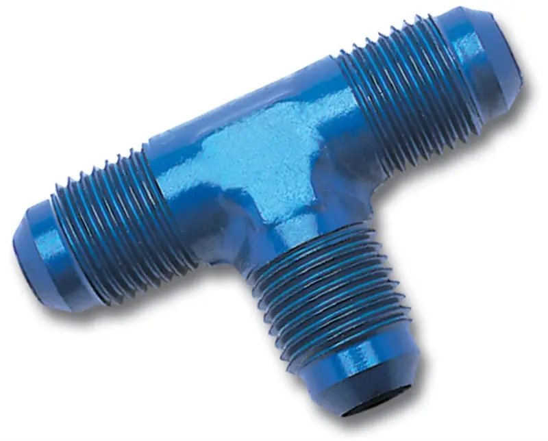 Russell Performance -16 An To Npt Flare Tee Fitting – Blue Anodized Aluminum 2
