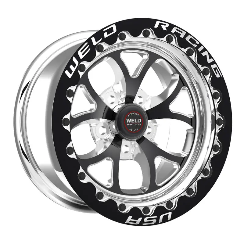 Weld S76 15X12.33 / 5X4.75 Bp / 3.5In. Bs Black Wheel (Medium Pad) - Black Single Beadlock Mt 1