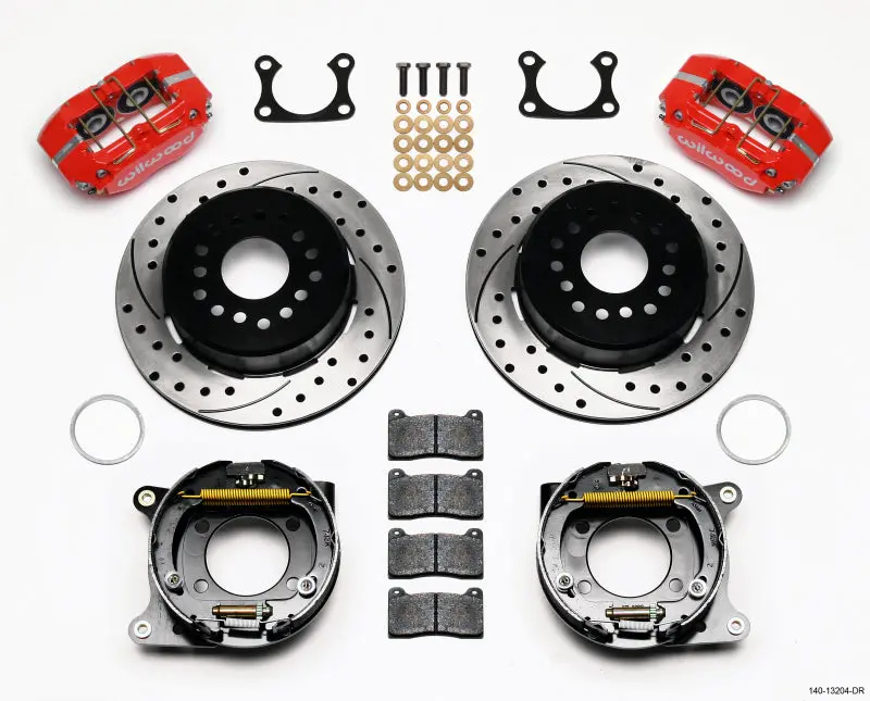 Wilwood Dynapro Red Drilled Big Ford Parking Brake Kit With Dust Boots – 2.36" Offset 1